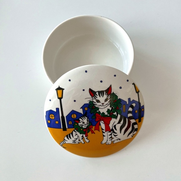 Vintage Studio Nova Christmas Cats Trinket Box - Picture 1 of 7